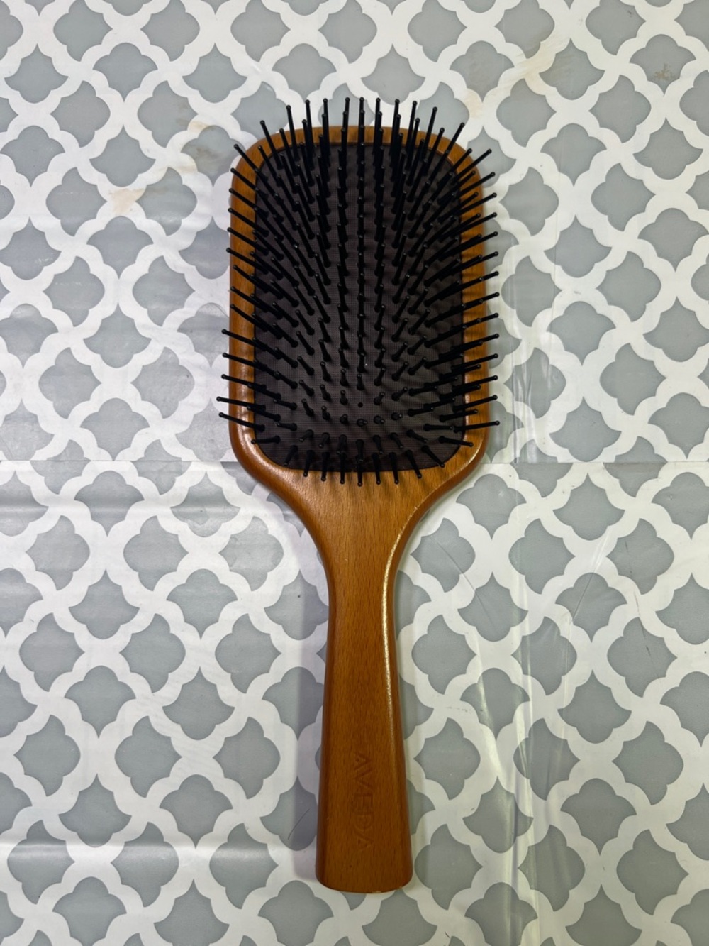AVEDA NWOT Wooden Paddle Brush with Brown Handle and Black Cushion